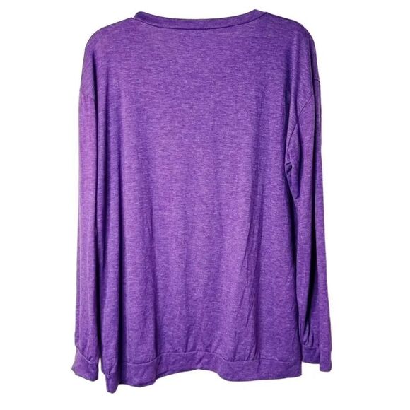 Button Long Sleeve Crew Neck Shirt Purple Size XL - Picture 3 of 4